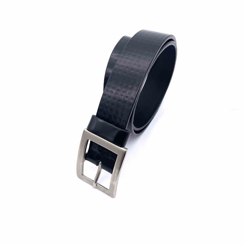 Bossini Belt Men's Size Small Black Sliver Buckle Closure